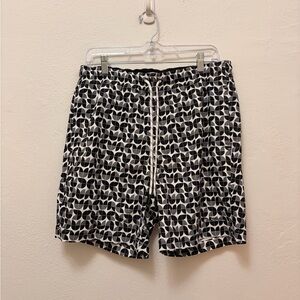 Ben Sherman Black and White Patterned Swim Trunks
